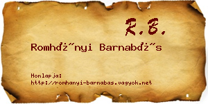 Romhányi Barnabás névjegykártya
